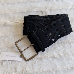 Anthropologie Leather Belt NEW! Size medium Black, Gold